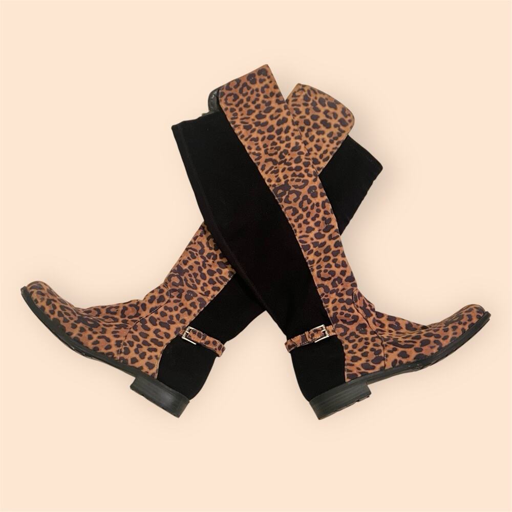 Y2K Vintage Liz Claiborne Leopard Print Knee High Boots